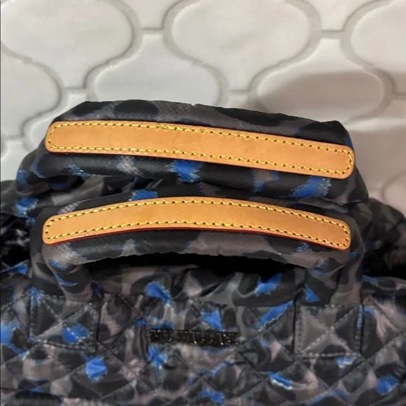 MZ Wallace Quilted Black and Blue Leopard Tote/ Crossbody - Picture 2 of 11